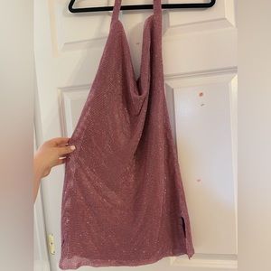 Meshki pink sequin halter dress